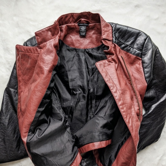 Rue21 Black & Wine Vegan Leather Cropped Jacket - Picture 6 of 11